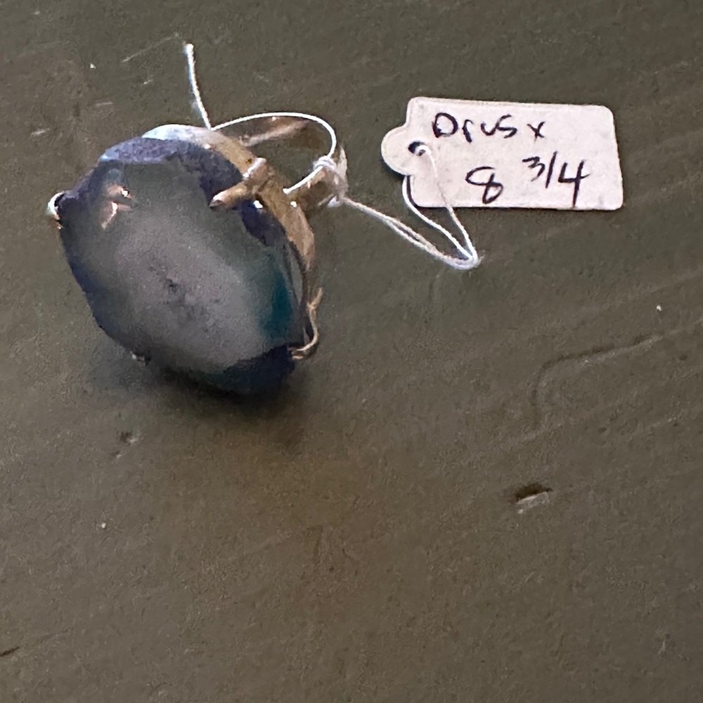 Statement Ring with Blue-Grey Druzy Agate
